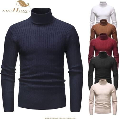 SISHION 2019 Autumn Warm Turtleneck Sweater Men Fashion Solid Knitted Mens Sweaters QY0336 Casual Mem Slim Pullover