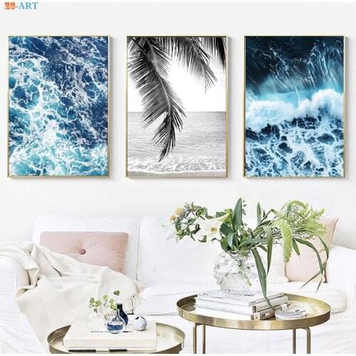 Modern Art Seascape Canvas Painting Ocean Waves Posters and Prints Wall Art Wall Picture for Living Room Nordic Style Home Decor