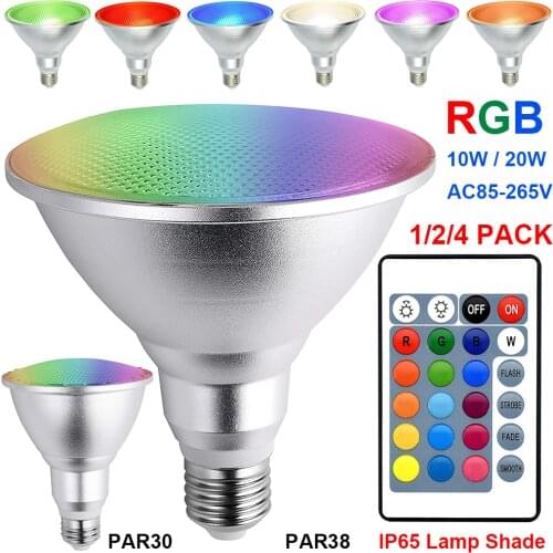 E26/E27 RGB LED Bulb IP65 Waterproof Lawn Lamp Dimmable Remote Control Floodlight Colorful Spot Light 10W 20W Home Party Decor