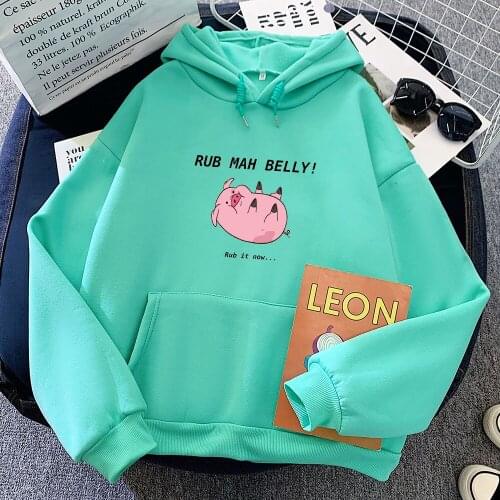 Letter Print Pig Hoodie Aesthetic Clothes Oversized Funny Sweetshirt for Girls Casual Pullover Hoodies with Pocket Jogging Femme