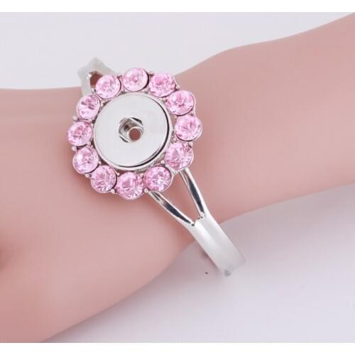 High quality Hot Rhinestone 071 flowers Interchangeable Bracelet&Bangles 18mm snap button Charms Metal Bracelets For Women gift