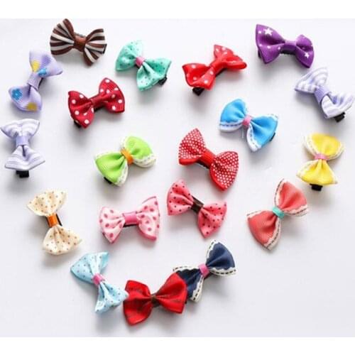 10PC Small Dogs Bow Hair Grooming Puppy Accessories Supplies For Pet Hair Clip Grooming Yorkshire Bowknot Headdress Color Random