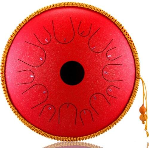 14 Inch 14 Tune Tongue Drum Steel Hand Pan Drum Tank Ethereal Drum for Yoga Meditation Percussion Instruments Accessories C key