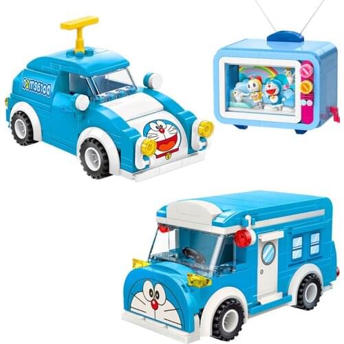 2021New Classic Doraemon Series Multifunction Car Building Block Kit Television Model Moc ​Building Module Childrens Toy Gift