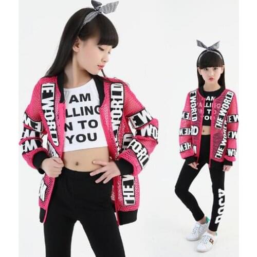 Fashion Children Jazz Dance Clothing 3Pcs/Suit Outfits Girls Street Dance Hip Hop Dance Costumes Kids Performance Clothes Sets