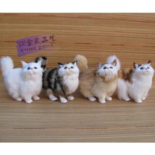 4 pieces a lot creative simulation standing cat model toys resin&fur cute cat dolls gift about 17x8x7cm 1123