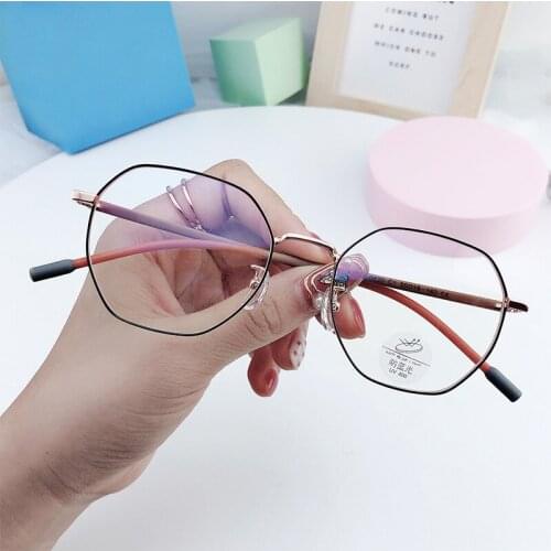 46999 Alloy Polygon Anti Blue Glasses Frame Men Women Optical Fashion Computer Eyeglasses