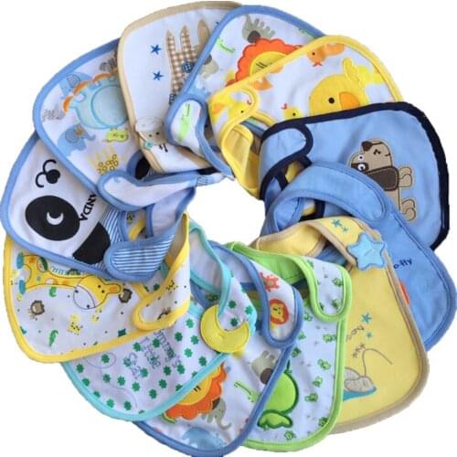 8pc/lot Hot Cotton Baby Bibs Infant Embroidered Saliva Towels Baby Burp Cloths Funny Baby Waterproof Bib