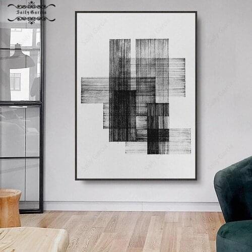 Abstract Minimalist Black Graffiti Block Poster Geometric Wall Art Canvas Painting Pictures and Prints for Modern Home Decor
