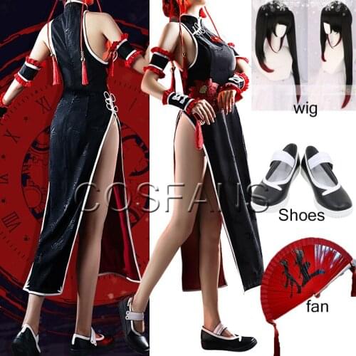 Anime Date A Bullet Tokisaki Kurumi Cheongsam Women Sexy Cosplay Costume Female Cute Nightmare Dress Halloween Uniform Wig shoes