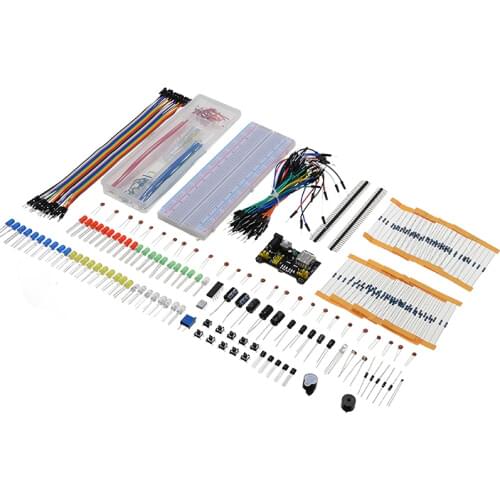 Assortment Electronics Component Basic Starter Kit With LED Potentiometer 830 Tie-points Breadboard Resistor Capacitor