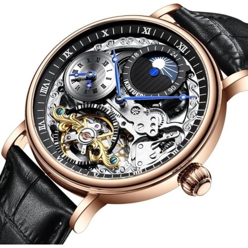 Kinyued Brand Business Hollowed Out Waterproof Mens Mechanical Watch Hot Broadcast