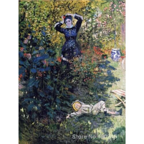 Camille and Jean Monet in the Garden at Argenteuil Claude Monet painting for sale oil on canvas Hand painted High quality