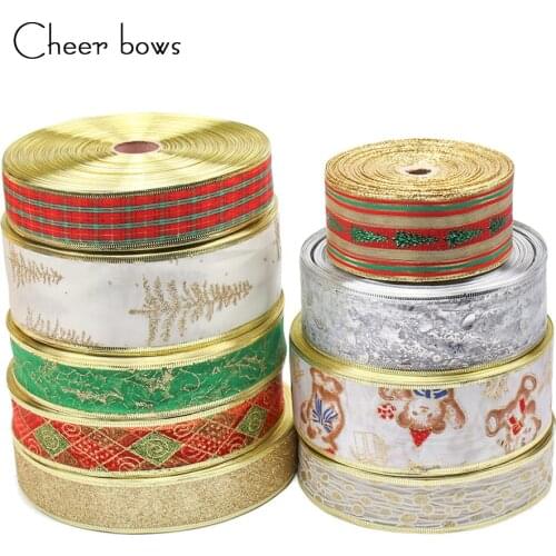 Cheerbows 5y Christmas Lace Ribbon Organza Stain Tape Festival Bows Party Making Multi-Size DIY Christmas Tree Decor Materials