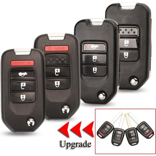 Kutery Remote Car Key Shell For Honda Fit Vezel City Jazz Civic HRV XRV 2/3/4 Buttons Key Case Shell Fob Cover Replacement