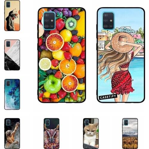 Case For Samsung Galaxy A51 Case Soft Silicone Transparent Back Cover For Samsung A51 A515 6.5" Bumper Coque Soft Coque Cute Cat