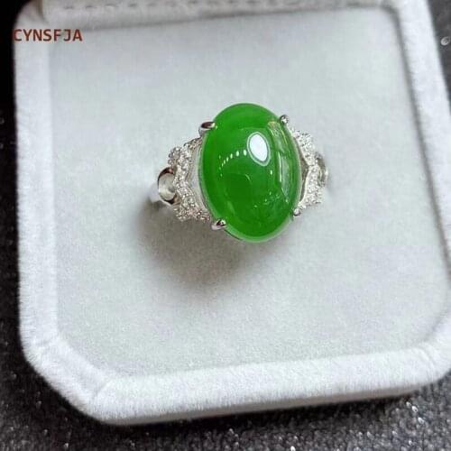 CYNSFJA New Real Rare Certified Natural Hetian Jasper Womens Rings 925 Silver Amulet Russian Green Jade Ring Fine Jewelry Gifts