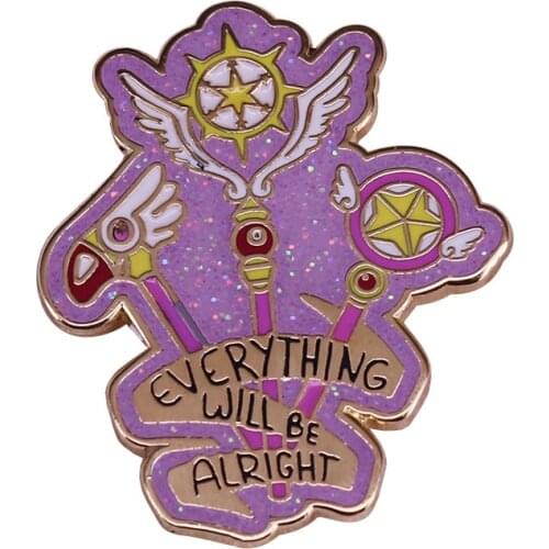 Everything will be alright enamel pin Cardcaptor Sakura invincible spell brooch magic wand badge