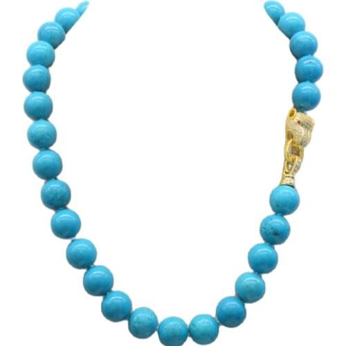 Turquoise green round 10mm necklace 18inch FPPJ wholesale beads nature