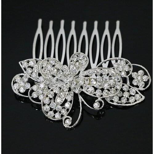 Exquisite 11 Style White Crystal Shell Bridal Hair Combs Hairpin Butterfly Bow Weddings Party Ceremony Headdress Jewelry B1267