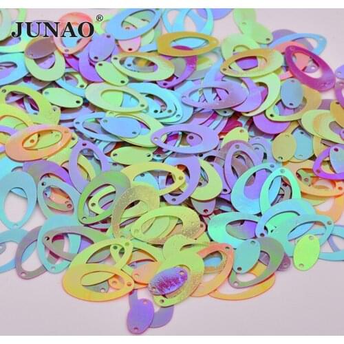 JUNAO 20g 14*22mm Mix Color Sewing Oval Flat Sequins Earing Pendant Decoration Loose Paillette Scrapbooking DIY Home Crafts
