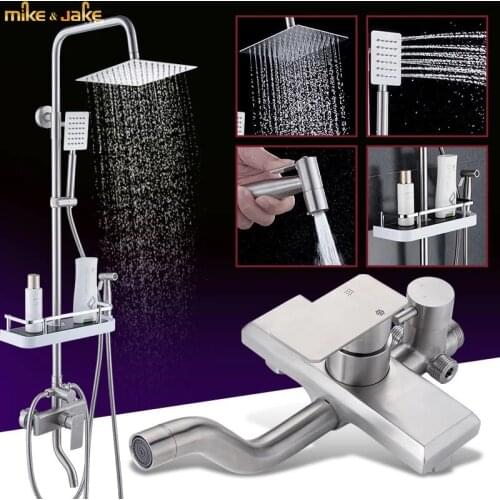 Brush nickel bathroom shower rainfall bathtub shower kit brushed nickel shower set bathtub wall hot and cold shower