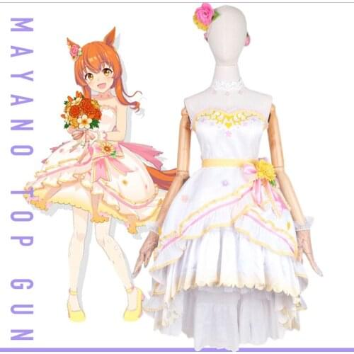The Anime Pretty Derby2 Cos Mayano Top Gun Gorgeous wedding dress Costume female Cosplay suit B