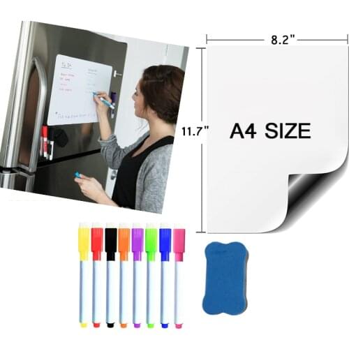 Magnetic White Board A4 Size Teaching Practice Dry Erase Whiteboard Magnet Markers Writing Memo for Fridge Organizer Stickers