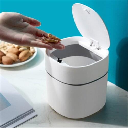 Mini Tabletop Dustbin Portable Car Trash Can with Cover Nordic Pop-up Waste Bin Office Desktop Garbage Bucket Rubbish Organizer