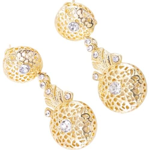 The latest fashion in Moroccan style elegant crystal round earrings stylish hollow-out rhinestone earrings