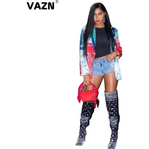 VAZN 2020 Autumn New Free Patchwork Retro Popular Young Sweet Daily Formal Joker Full Sleeve Women Long Slim Outwears