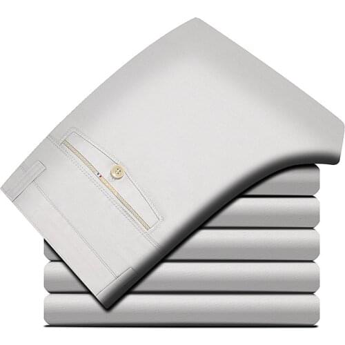 Casual Pants Business Straight Middle-aged Young Men Comfortable Soft Trousers Overalls Mens Summer Thin High-quality Cotton