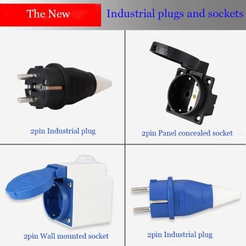 Industrial plug and socket 2 pin 10A-16A plug industrial connector two holes waterproof and dustproof wall mounted socket 220V