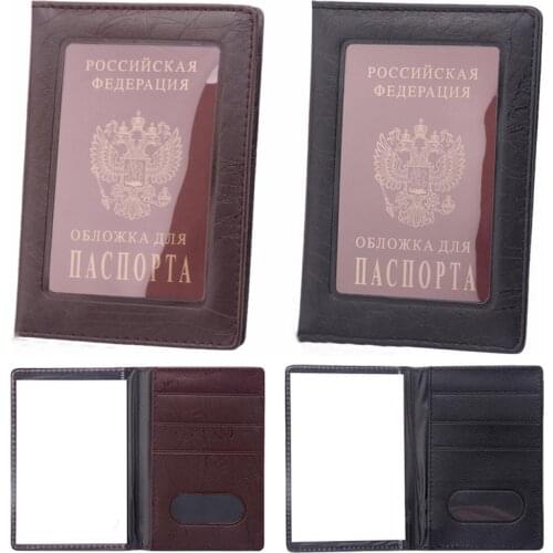 New Vintage Clear Card ID Holder Case Wallet Transparent Russia Business Passport Cover Case for Men Women Travel Passport Bags