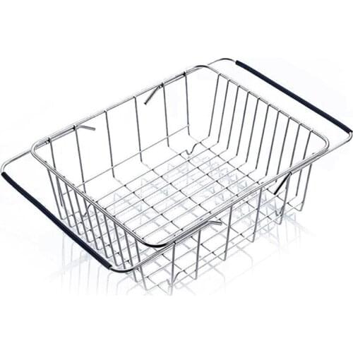Expandable Dish Drying Rack Drainer Plate Basket in Sink On Counter Storage Holder Stainless Steel Kitchen Supplies 85DA