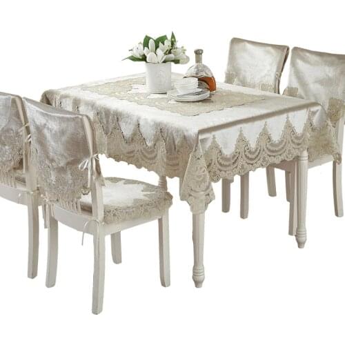 Europe Style Luxury Comfort Tablecloth Lace Edge Dustproof Covers For Table Chair Cover Home Party Table Cloths High Quality