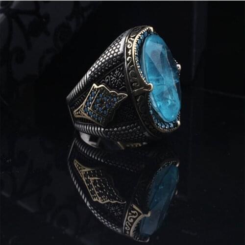 Handmade Blue Aquamarine Man Silver Ring, Aquamarine Sterling Silver Men Ring, Silver Aquamarine Man Ring, 925 Sterling Silver R