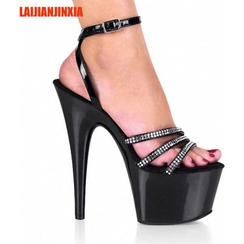 LAIJIANJINXIA Sexy 17Cm Fetish High Heels Open Toe Gliadiator Styles Sandals For Women Platform Sandals Women Shoes New Arrivals