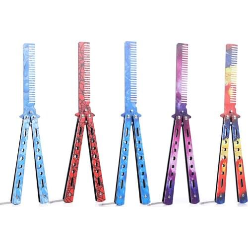 Folding Butterfly Training Cutter Hair Comb Outdoor Camping Practice Tool Portable Practical Competition Butterfly Comb