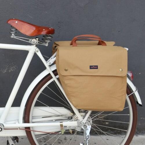 Tourbon Retro Bike Pannier Bicycle Saddle Bags Back Rear Seat Cycling Luggage Two Storage 23L Water Repellent Waxwear Canvas