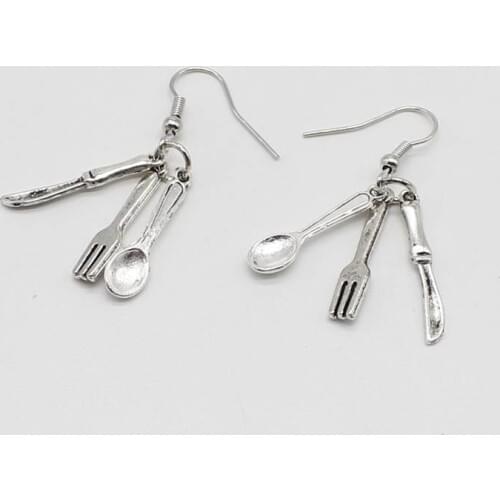 Personality Rare Earrings Fork Spoon School Dinner Cafe Restaurant Work Charm Jewelry Earrings