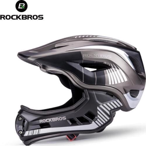 ROCKBROS Full Face Bike Helmet Kids Downhill Helmet Removable Integrated Shockproof Anti-sweat With 12 Ventilation Opening
