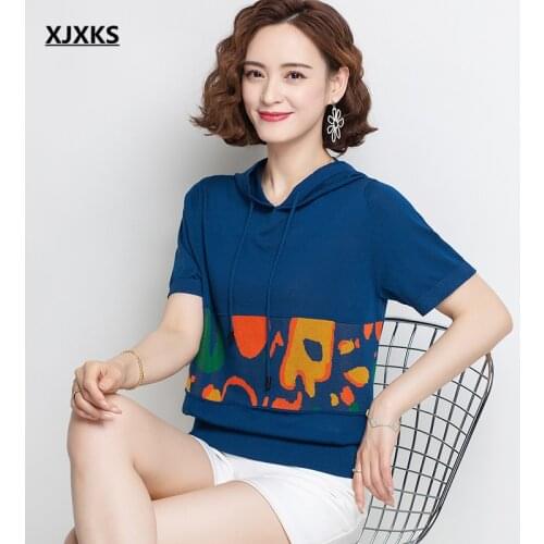 Женские футболки с капюшоном XJXKS China At AliExpress