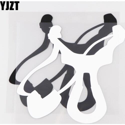 YJZT 14.6×13.9CM Personalized Car Sticker Classic Shooting Weapon Catapult Vinyl Car Exterior Decoration Black / Silver 20C-0179