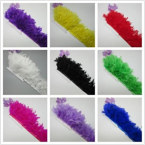 YY-tesco 10 Meter fluffy Beautiful Turkey feathers ribbon fringe 10-15cm turkey feather trimming for carnival Diy costumes