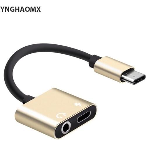 500pcs/lot Type C Charger Adapter Audio Cable 2 In 1 Type-C To 3.5mm Jack Headphone Aux Converter For Samsung For Xiaomi phone
