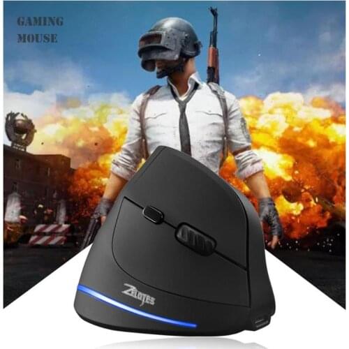ZELOTES F-35 2.4GHz Vertical Wireless Mouse USB Rechargeable 2400DPI 6 Buttons Computer Gaming Mouse For PC Laptop Gamer Mice