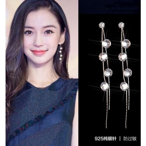 925 Sterling Silver Long Earrings for Women New Design Lovely Girls Christmas Gift Statement Jewelry