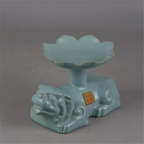 #06 Old SongDyansty Ru Kiln tiger lamp stand porcelain statue,best collection&adornment,free shipping