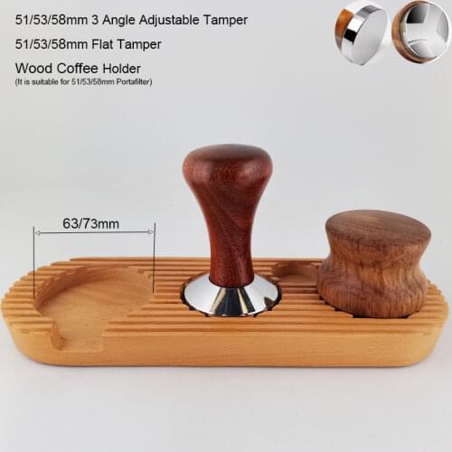 304 Stainless Steel Coffee Tamper Bottomless Naked Portafilter 51MM Adjustable Espresso Three Angled or Flat Base Thread Tools